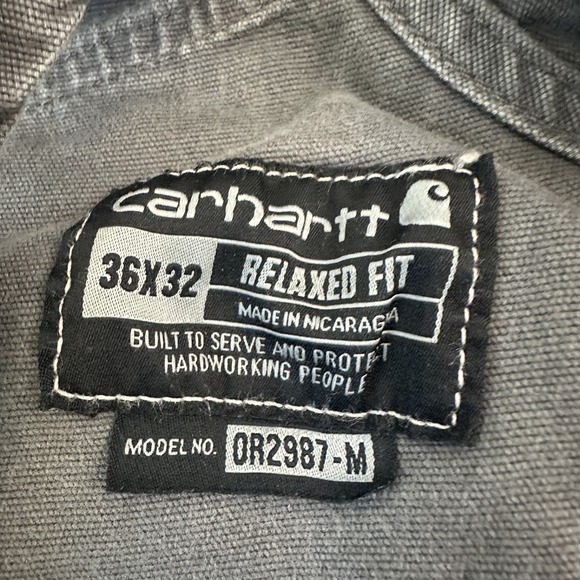 Carhartt Gray Relaxed Fit Work Overalls Reinforced Double Knees 36x32 Workwear - Picture 6 of 13